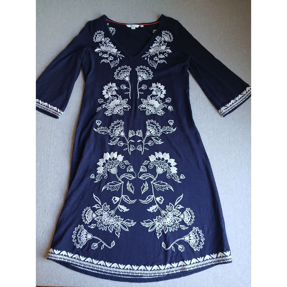 Boden Dress 4 Long Embroidered Shift Flare Sleeve Bohemian Cottage Peasant Boho